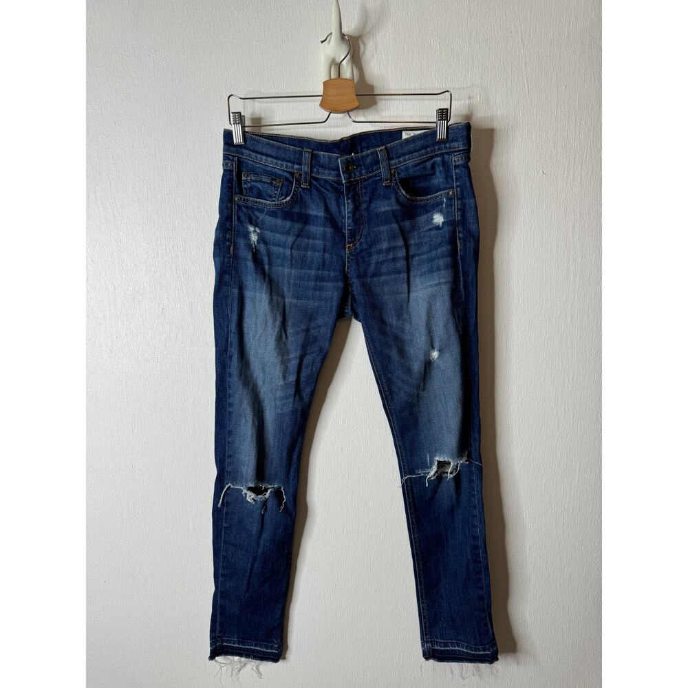 Rag & Bone Women's 28 Dre Boyfriend Jeans in Canyon Distressed Blue - Picture 2 of 12